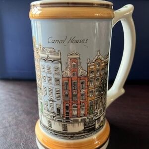 Delftware Handpainted Amsterdam Canal Houses Beer Stein Mug Designed By Elesva